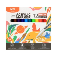 Marker akrylowy 1-2mm 12kol neon M&G