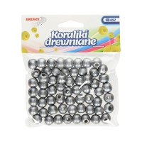 Koraliki drewniane 10mm srebrne (60) Brewis KD10-2
