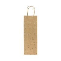 Torebki ozdobne papierowe 35x10x12 złote liście Kraft  - 5szt.