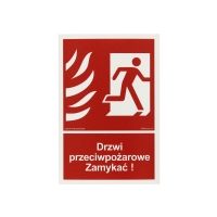 Znak Drzwi przeciwpożarowe Zamykać! kier/prawo 100x148 FN BB014