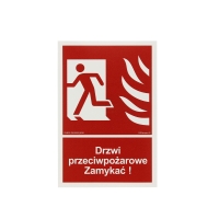 Znak Drzwi przeciwpożarowe Zamykać! kier/lewo 100x148 FN BB011