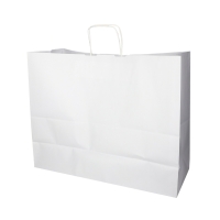 Torba papierowa 500x180x390 biała gładka ze skręcanymi uszami