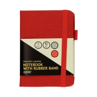 Notatnik A6/80 kratka czerwony z gumką Grand