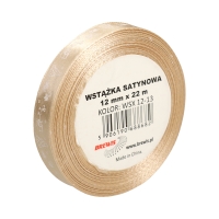 Wstążka satynowa 12mmx22m motyw święta i choinki beżowa Brewis