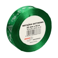Wstążka satynowa 25mmx22m z motywem świąt/choinki zielona Brewis