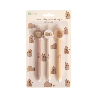 Długopisy żelowe niebieskie wymazywalne z motywem Kapibara - 3 szt.