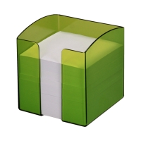 Karteczki 90x90 białe - zielony/przezroczysty pojemnik Durable
