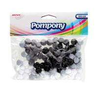 Pompony szare/czarne/białe 10mm - 100szt. w opak.