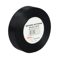 Wstążka dekoracyjna satynowa 25mm/32m czarna Brewis 39