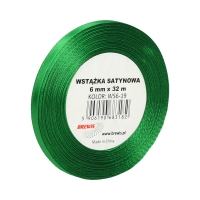 Wstążka dekoracyjna satynowa 6mm/32m zielona Brewis 19