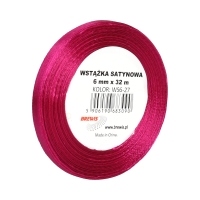 Wstążka dekoracyjna satynowa 6mm/32m różowa Brewis 27