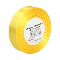 Wstążka dekoracyjna satynowa 25mm/32m jasnożółta Brewis 143