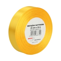Wstążka dekoracyjna satynowa 25mm/32m żółta Brewis 16