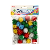 Pompony metaliczne 2cm mix kolorów 40szt. w opak. Brewis