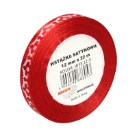Wstążka satynowa 12mmx22m renifer biało-czerwony Brewis