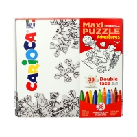 Zestaw puzzle dwustronne do malowania Adventures + pisaki 36kol Carioca