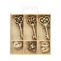 Zestaw ozdoby drewniane Klucze (30)