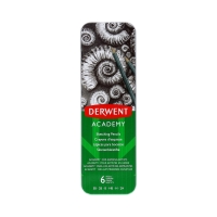 Ołówki do szkicowania - zestaw 6 szt. 2H-3B metalowe opakowanie Derwent Academy 2301945