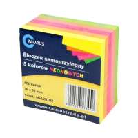 Karteczki samoprzylepne 75x75/400 5kol neon Taurus