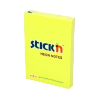 Karteczki samoprzylepne 76x50/100 żółte neon StickN 21132