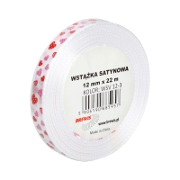Wstążka satynowa 12mmx22m serca biała Brewis 3