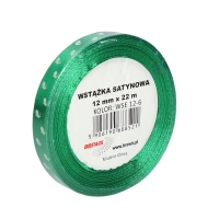 Wstążka satynowa 12mm ciemnozielona wielkanoc Brewis WSE12-6