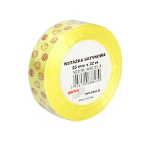 Wstążka satynowa 25mm żółta wielkanoc Brewis WSE25-3