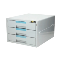 Szafka na dokumenty 3szuflad na zamek szaro/niebieska plastik