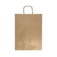 Torba papierowa 240x100x320 brązowa prążek Kraft uszy skręc