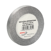 Wstążka dekoracyjna brokatowa 12mmx22m srebrna Brewis WB12-2