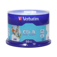 Płyta CD-R cake - 50szt - 52x Verbatim 700MB Printable Azo