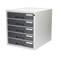 Szafka na dokumenty 5-szuflad zamek plastik Yellow One szara