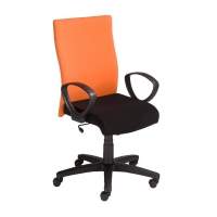 Fotel biurowy obrotowy czarno-pomarańczowy welur Leon GTP2