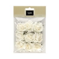 Kwiaty papierowe samoprzylepne Róże białe (9)