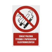 Znak Zakaz palenia tytoniu i papierosów elektronicznych 100x150 PN GC077