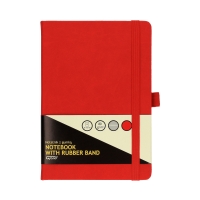 Notatnik A5/80 kratka czerwony /gumka Grand
