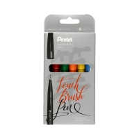 Pisaki artystyczne 6 kol podstawowych Touch Brush Pen Pentel
