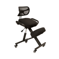 Krzesło ergonomiczne klękosiad czarny lniany + pokrowiec czarny OKNEEL