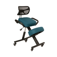 Krzesło ergonomiczne klękosiad czarny lniany + pokrowiec turkusowy OKNEEL