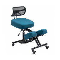 Krzesło ergonomiczne klękosiad czarny lniany + pokrowiec turkusowy OKNEEL PRO