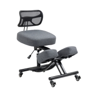 Krzesło ergonomiczne klękosiad czarny lniany + pokrowiec szary OKNEEL PRO