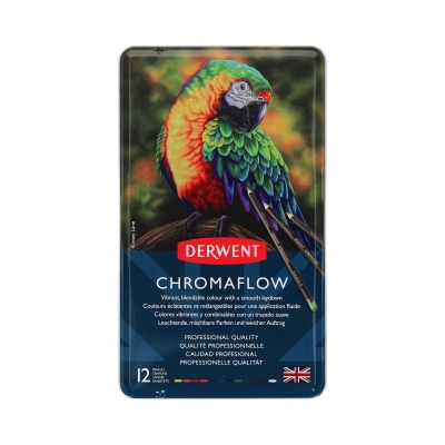 Kredki ołówkowe 12kol metalowe pudełko Derwent Chromaflow 2305856
