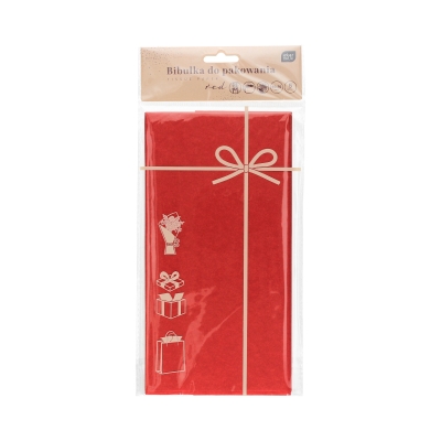 Bibułka do pakowania prezentów 50x70 czerwona - 5ark.
