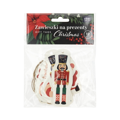 Zawieszki na prezenty Christmas kształty Interdruk - 12szt