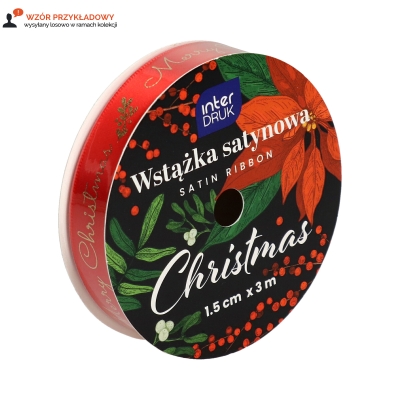 Wstążka satynowa 15mmx3m Christmas