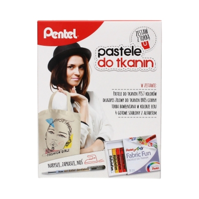 Zestaw pastele+ długopis żelowy +torba Pentel PTS7
