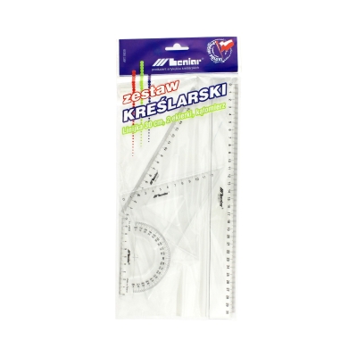 Zestaw kreślarski 30cm linijka + dwie ekierki + kątomierz