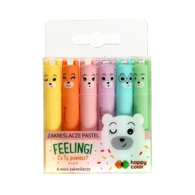 Zakreślacz 6kol mini pastel Feelingi Happy Color