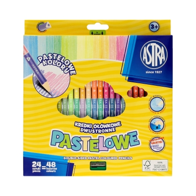 Kredki ołówkowe 24/48kol dwustronne pastelowe Astra 312120005