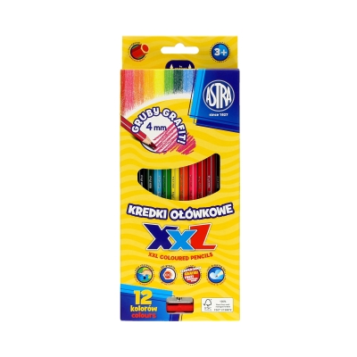Kredki ołówkowe 12kol - gruby grafit 4mm Astra 312120002